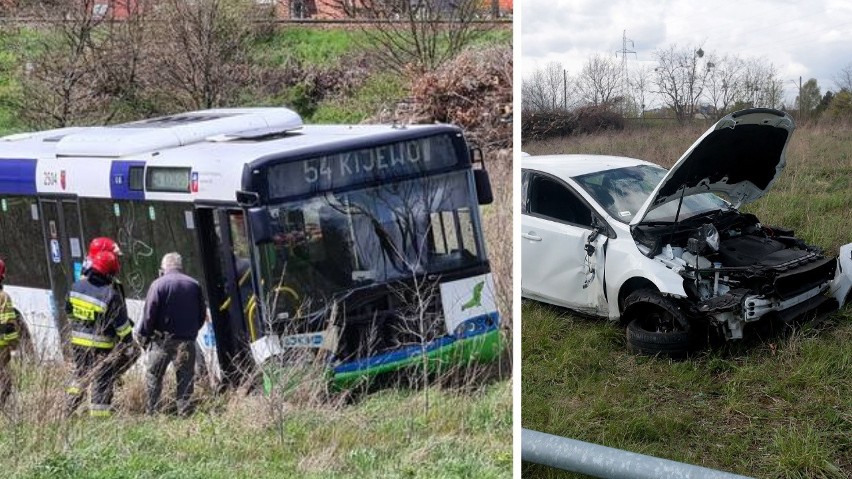 Pętla Turkusowa w Szczecinie. Autobus wypadł z drogi