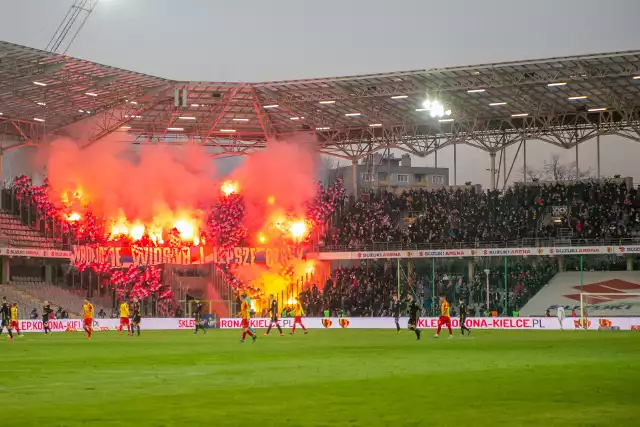 Kibice Górnika Zabrze na meczu z Koroną Kielce