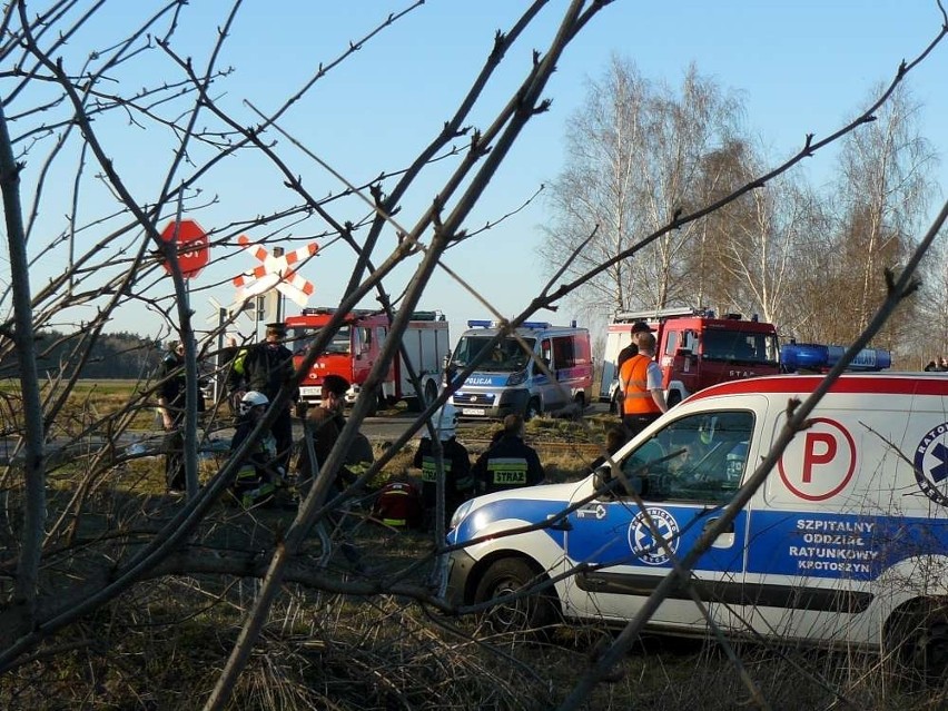 Wypadek pod Krotoszynem: W Dzierżanowie autobus zderzył się z szynobusem