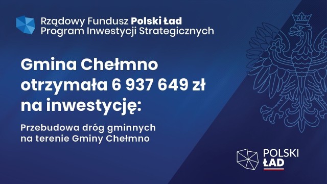 Gmina Chełmno: 6️⃣ 9️⃣3️⃣7️⃣ 6️⃣4️⃣9️⃣ zł na rozbudowę dróg gminnych