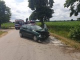 Wypadek w Suchem gm. Płoniawy-Bramura. Samochód uderzył w drzewo. 9.07.2022