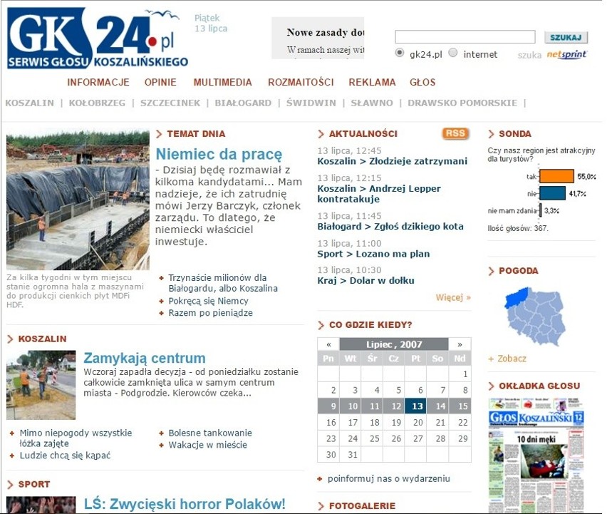 Portal gk24.pl w 2007 roku