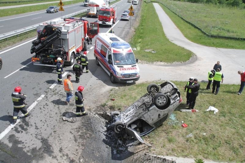 Wypadek na łączniku AOW i Długołęki, 28.05.2015