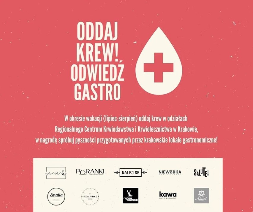 Kraków. Oddaj krew, odwiedź restaurację. Druga edycja akcji krakowskiej gastronomii