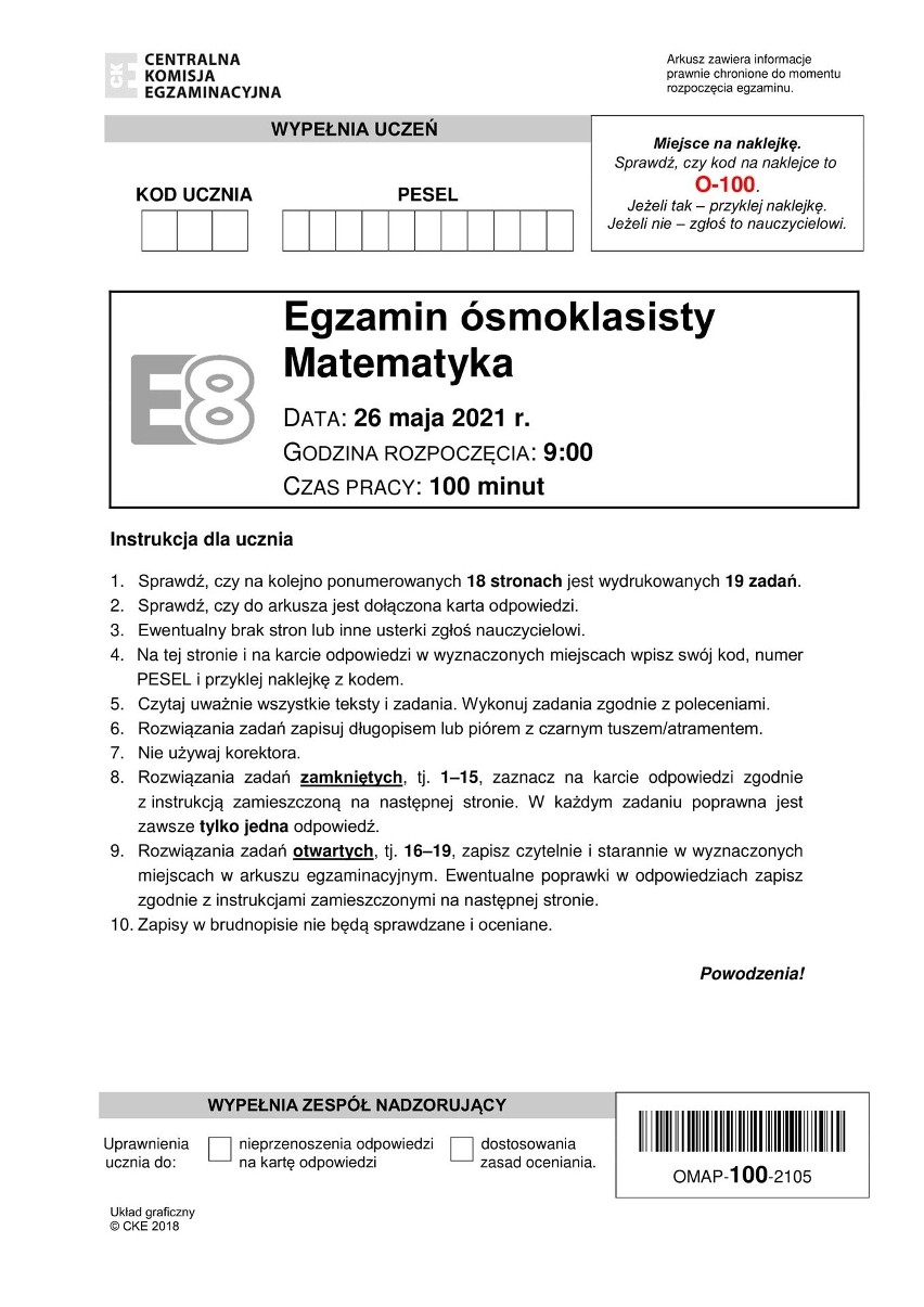 Egzamin ósmoklasisty z matematyki 2021. Wyniki z egzaminów...