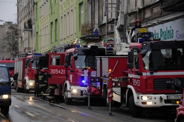 Pożar kamienicy przy ul. Przybyszewskiego.