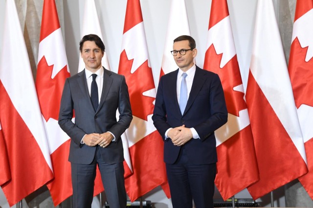 Premier Kanady Justin Trudeau i premier Polski Mateusz Morawiecki