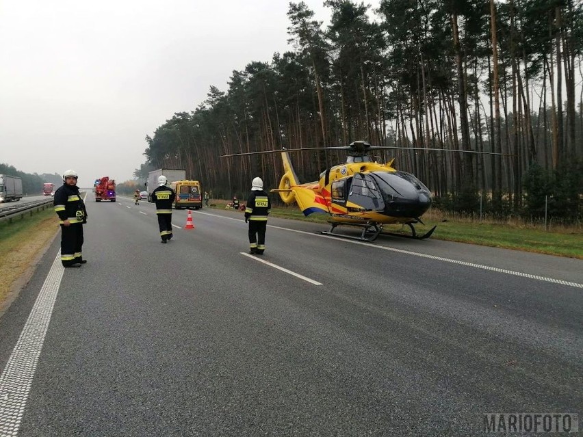 Wypadek na autostradzie pod Prószkowem.