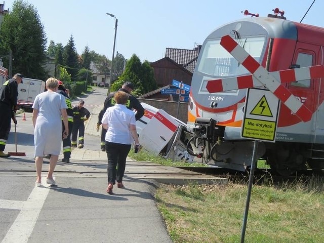 Wypadek na przejeździe kolejowym w Andrychowie, do którego doszło w sierpniu. Teraz znów mogło dojść do podobnej tragedii