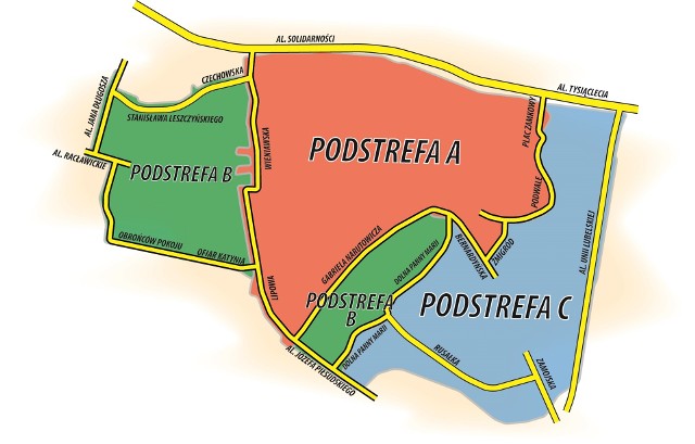 Strefa płatnego parkowania w Lublinie. W ub. roku z opłat zebrano 8,7 mln zł. Ponad 70 proc. tej kwoty trafiło do kasy ratusza, resztę otrzymał operator strefy