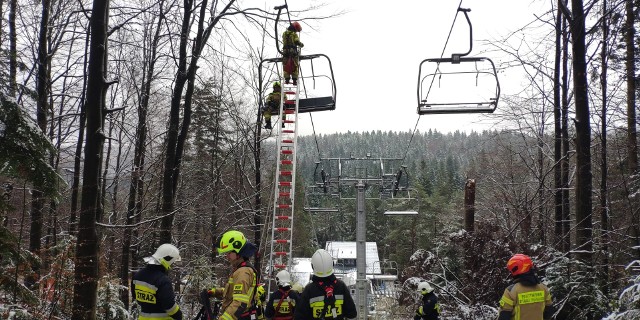 Na stacji narciarskiej na Magurze Małastowskiej trwają trzydniowe ćwiczenia strażaków z PSP w Gorlicach oraz jednostek OSP z terenu powiatu Gorlickiego