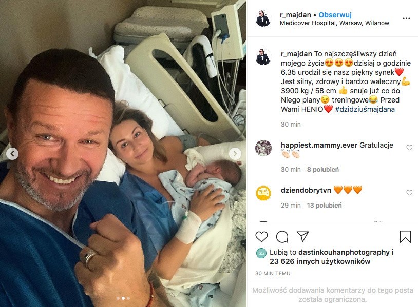 Radosław Majdan ma syna! Szczęśliwy tata pochwalił się pierworodnym na Instagramie