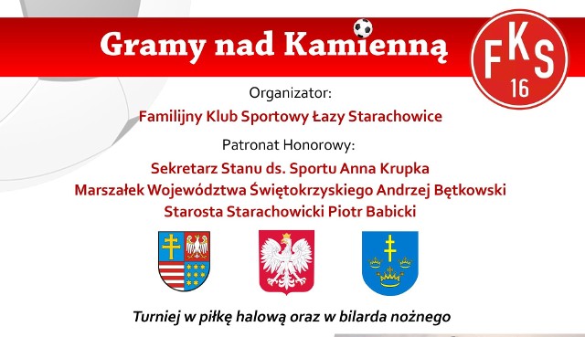 Familijny Klub Sportowy Łazy ze Starachowic organizuje wydarzenie sportowe pod nazwą: Gramy nad Kamienną. Event kierowany jest do klubów zrzeszonych w rozgrywkach Świętokrzyskiego Związku Piłki Nożnej.