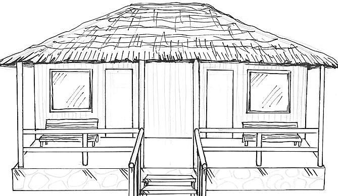 Szkic tradycyjnego domku w stylu filipińskim,który będzie...