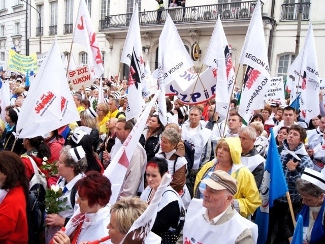 Protest Solidarności w Warszawie.