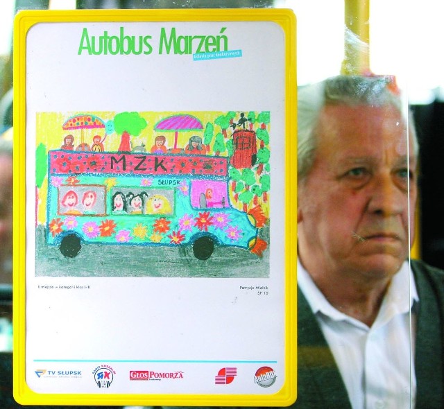 Jeden z dziesięciu dziecięcych rysunków, jakie od kilku dni zobaczyć można w słupskich autobusach MZK.
