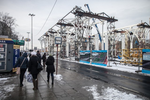 Budowa przystanku Piotrkowska Centrum - styczeń 2015 r.