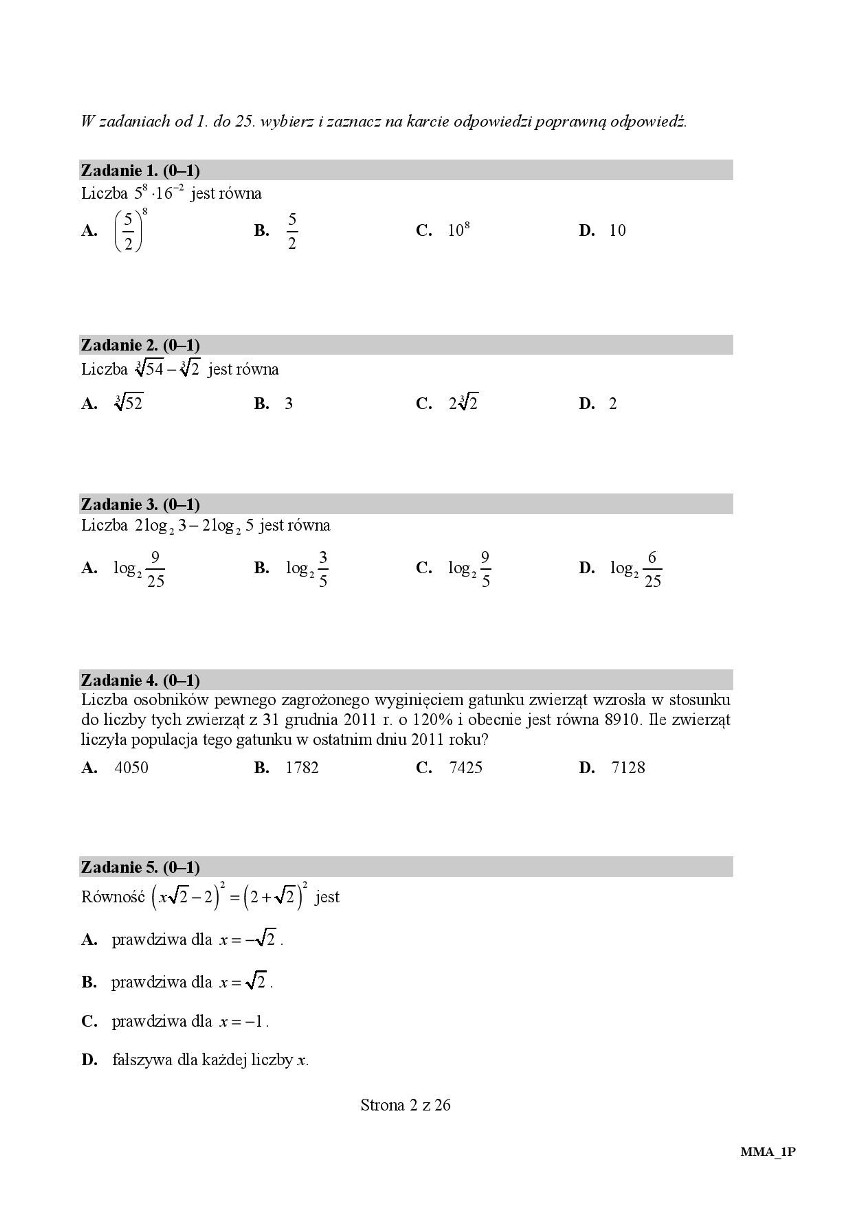 MATURA 2017. MATEMATYKA poziom podstawowy [ODPOWIEDZI, ARKUSZ CKE]