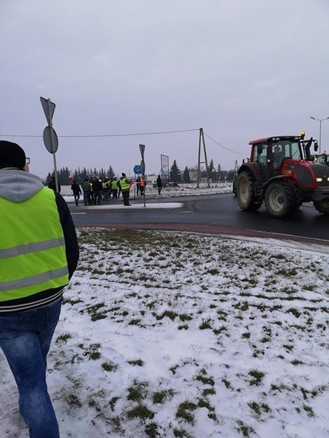 Protest rolników 28 stycznia 2019 r. na rondzie w Lipnicy