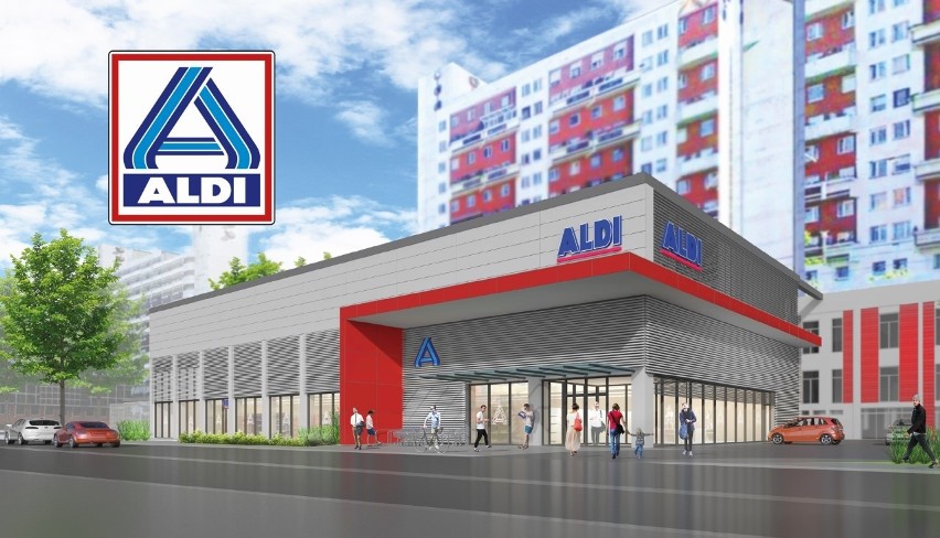 Tak ma wyglądać Aldi przy galeriowcu, choć fasada wieżowca...