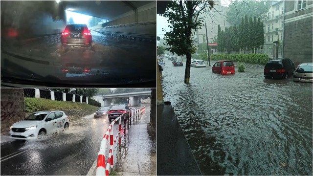 Poniedziałkowe opady w Tarnowie były tak intensywne, że na wielu ulicach w mieście powstały wielkie rozlewiska
