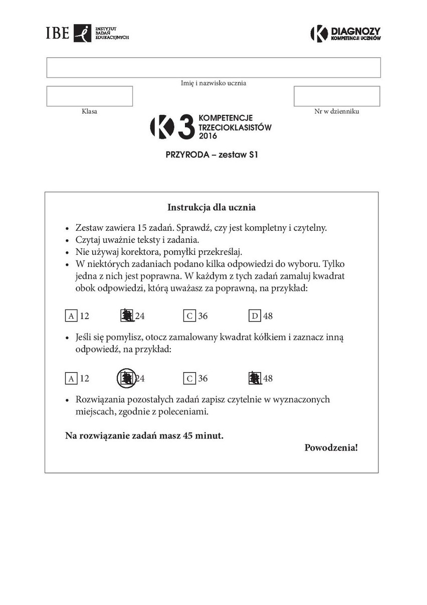 OBUT 2016: PRZYRODA [ODPOWIEDZI, ARKUSZ]