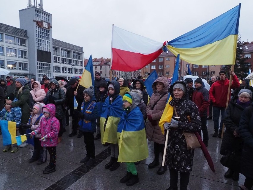 Wiec solidarności z Ukrainą w Koszalinie.