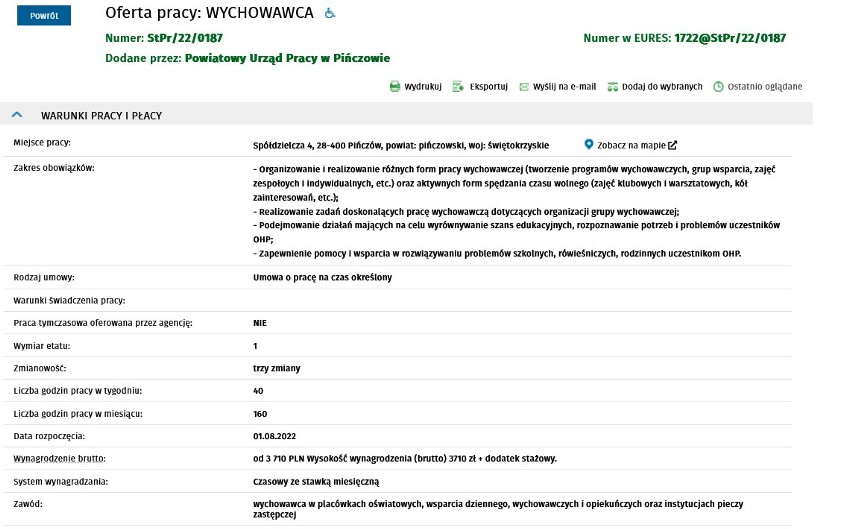 WYCHOWAWCA - 3710 PLN + dodatek stażowy