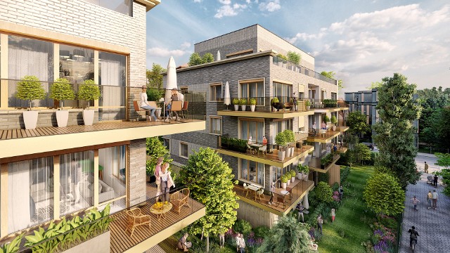 Apartamentowce, które staną od strony ulicy Matejki to propozycja dla wymagających. Mieszkania będą miały wysokość 3 m i będą zasilane indywidualnie pompami ciepła