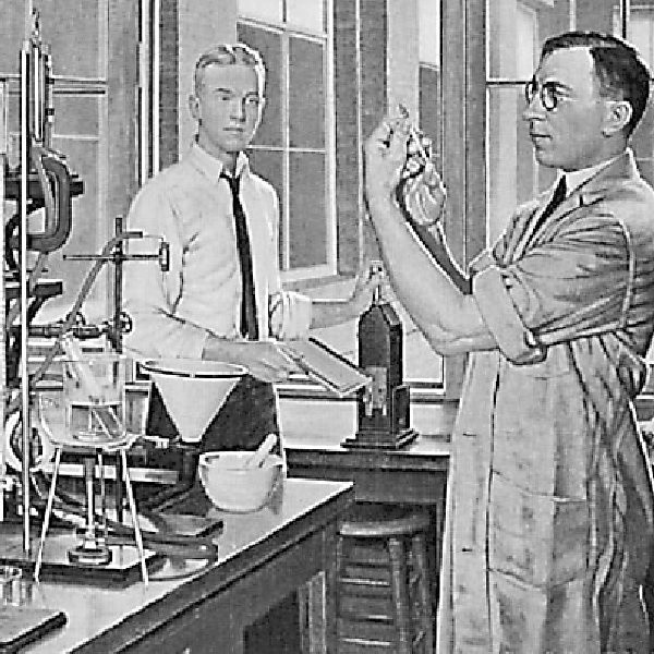 Frederick Banting (po prawej) i Charles Best w laboratorium