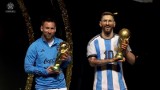Leo Messi uhonorowany statuą przed siedzibą CONMEBOL. Obok stoją figury Pele i Maradony