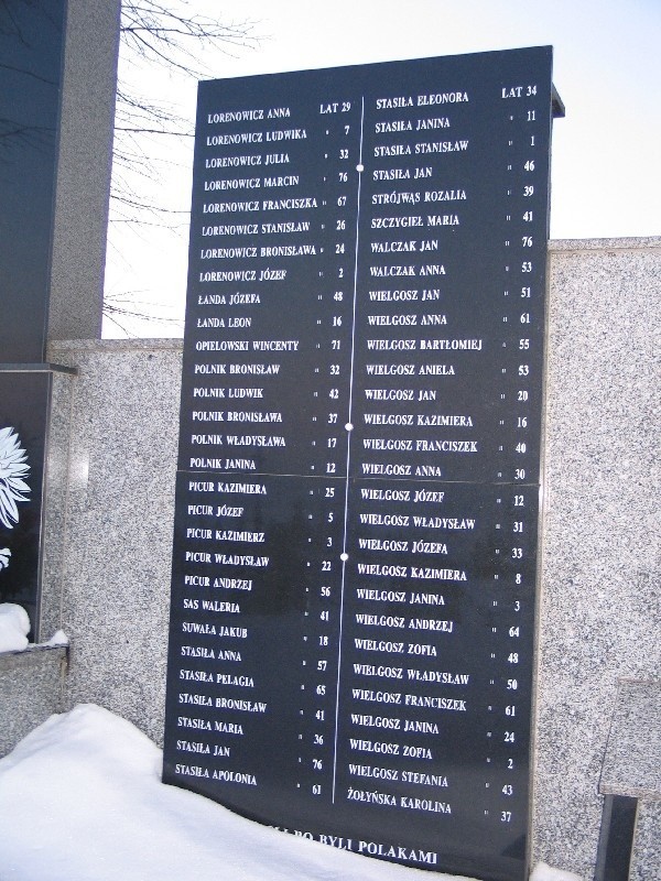 Tablice z zamordowanymi mieszkańcami Kaszyc.