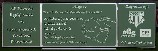 Plakat przed meczem Polonii z Promieniem w V lidze