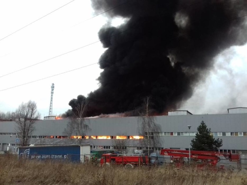 Groźny pożar w strefie ekonomicznej