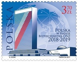 Do obiegu trafił znaczek upamiętniający udział Polski w Radzie Bezpieczeństwa ONZ