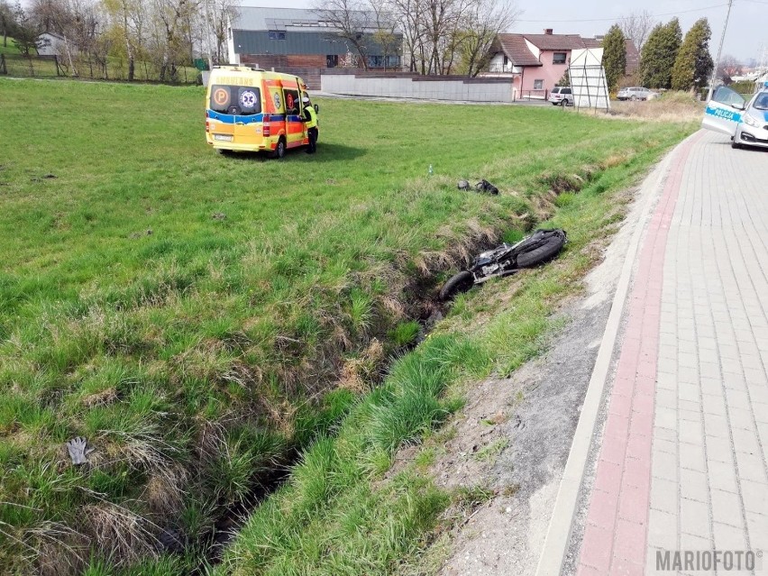 Opole: motocyklista najechał na krawężnik i zakończył jazdę w rowie