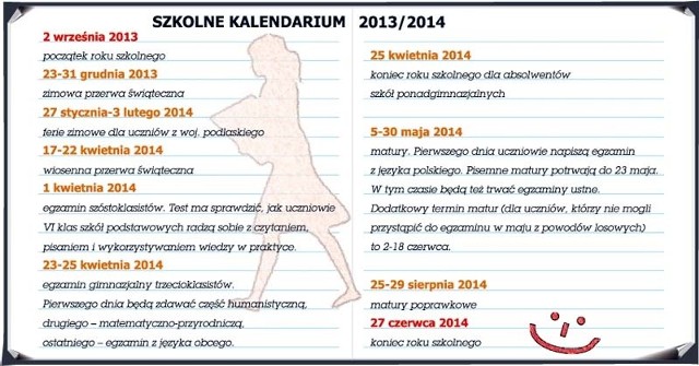 Kalendarz szkolny na rok 2013/2014