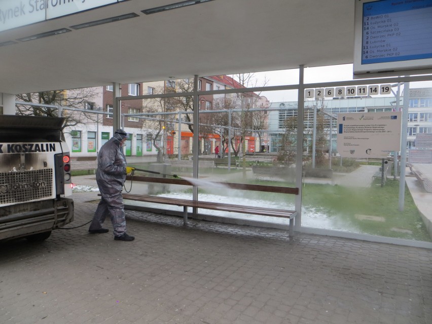 Przystanki autobusowe w Koszalinie zostaną odkażone. Akcja przeciw koronawirusowi rozpoczęta [zdjęcia]