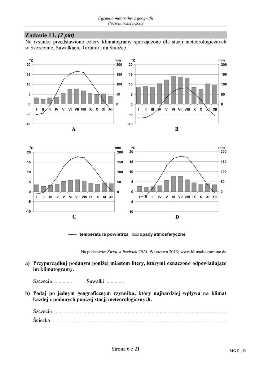 Arkusze zadań z geografii poziom rozszerzony w technikum +...