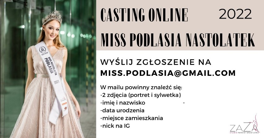 Ostatnia szansa na koronę Miss i Mistera Podlasia 2022. Trwa casting on-line