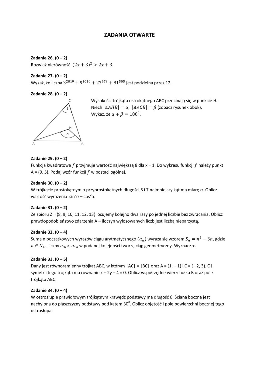 Matura próbna 2019: matematyka, poziom podstawowy. Pobierz arkusze, tematy, klucz odpowiedzi [ZDAJ MATURĘ Z NOWINAMI]