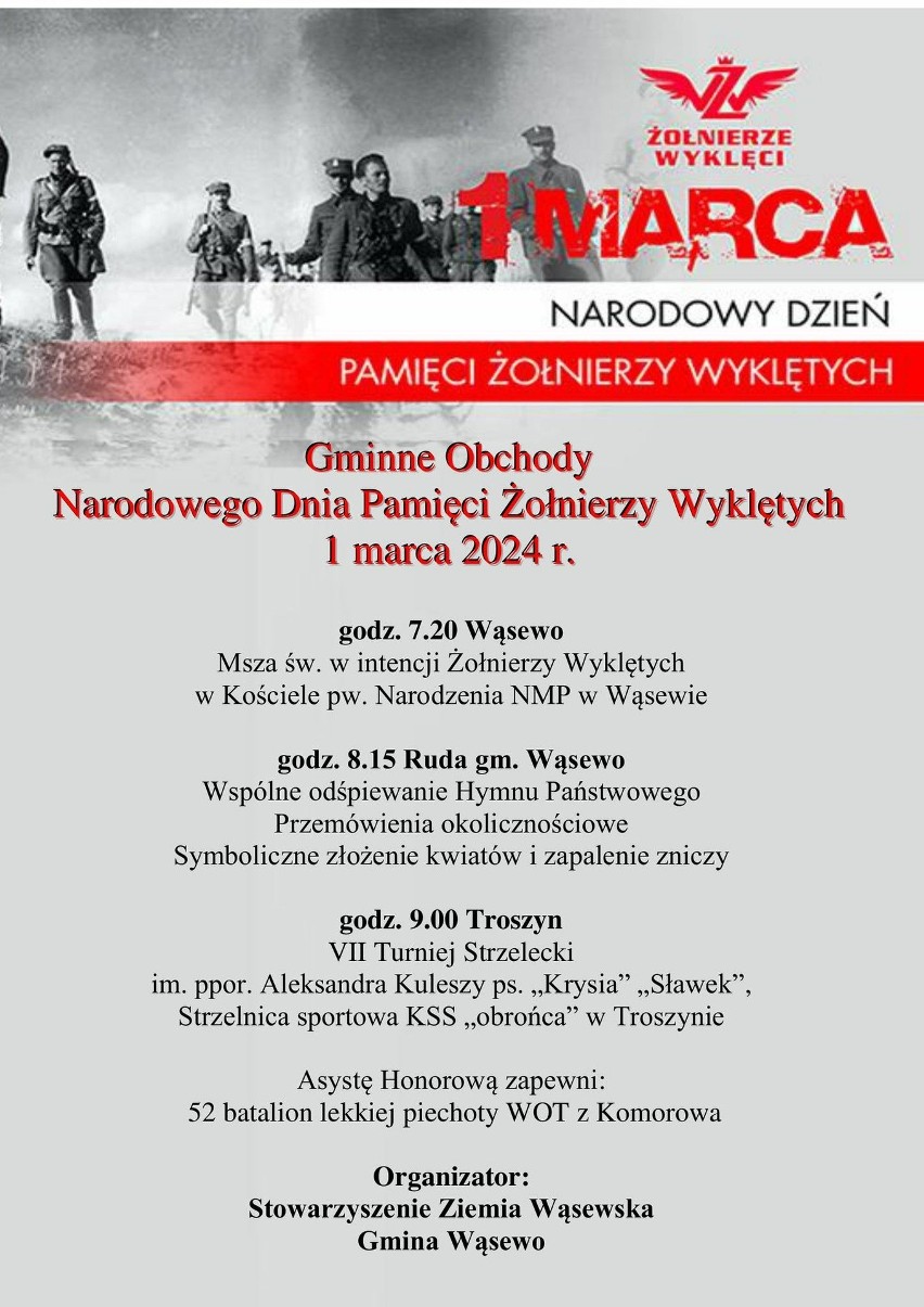 Obchody Narodowego Dnia Pamięci Żołnierzy Wyklętych w Ostrowi i pow. ostrowskim. Co się będzie działo 1.03.2024?