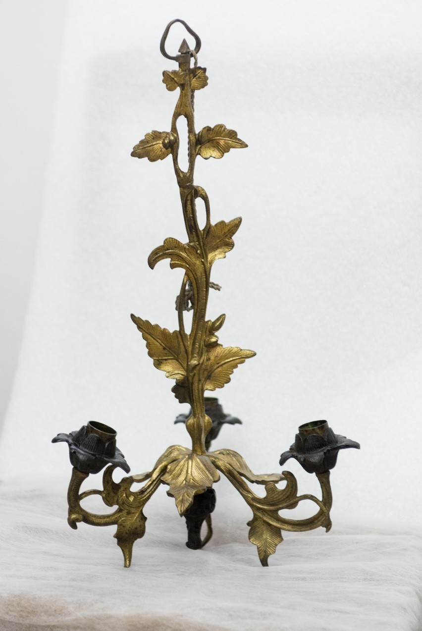 Świecznik, brąz złocony XIX wiek