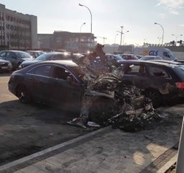 Pożar wybuchł około godziny 4.30 na parkingu w pobliżu...