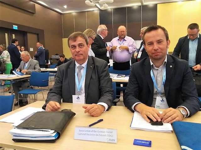 Bernard Gaida i Rafał Bartek na Kongresie FUEN.