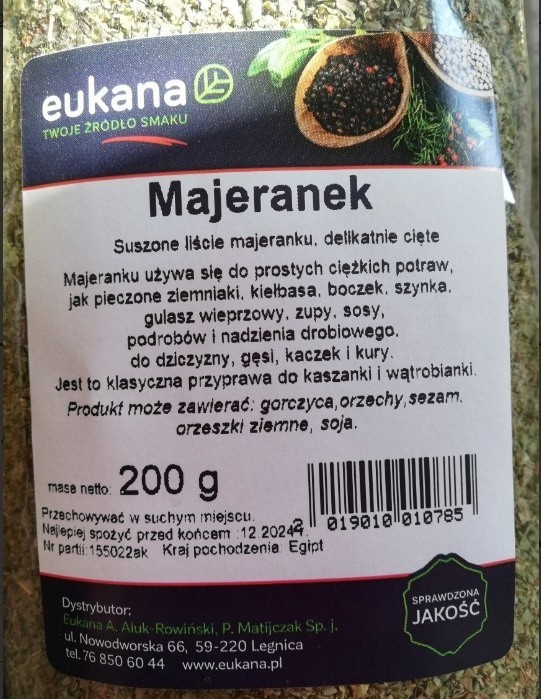 Nazwa produktu: Majeranek. Suszone liście majeranku,...