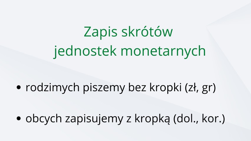 Nie należy mylić skrótów nazw walut (dol. - dolar, kor. -...