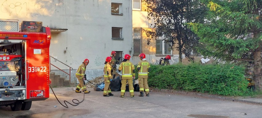 Pożar przy ulicy Staszica w Koszalinie. Paliły się śmieci [ZDJĘCIA]