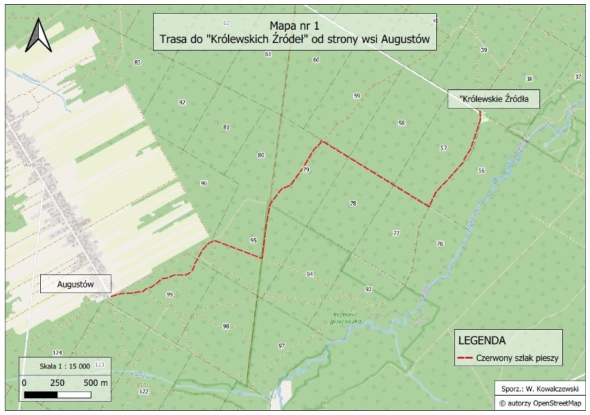 Pierwsza mapa dotarcia do ''Królewskich Źródeł''. Od strony...