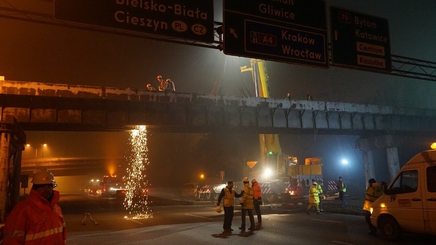 Rozbiórka przęsła wiaduktu w Katowicach zakończona